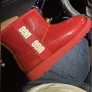 Brand New red clear UGGs size 4!